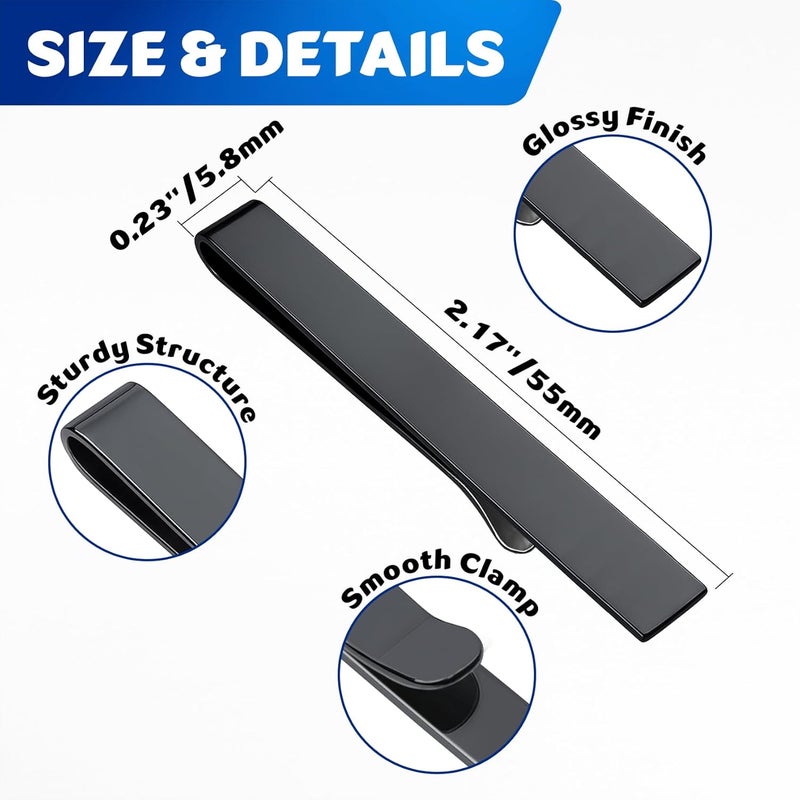 Roctee 3 Pack Men's Tie Clip For Skinny Ties, Small Tie Clips For Men, Tie Necktie Clasp Pinch Clip On Tie, Suitable for Business Metting Wedding Anniversary Best Gift - Image 3
